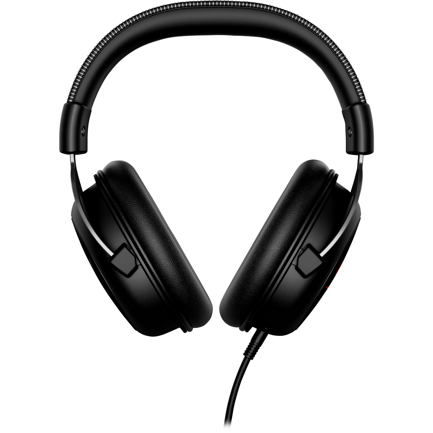 Auriculares negros sobre la oreja con cable.