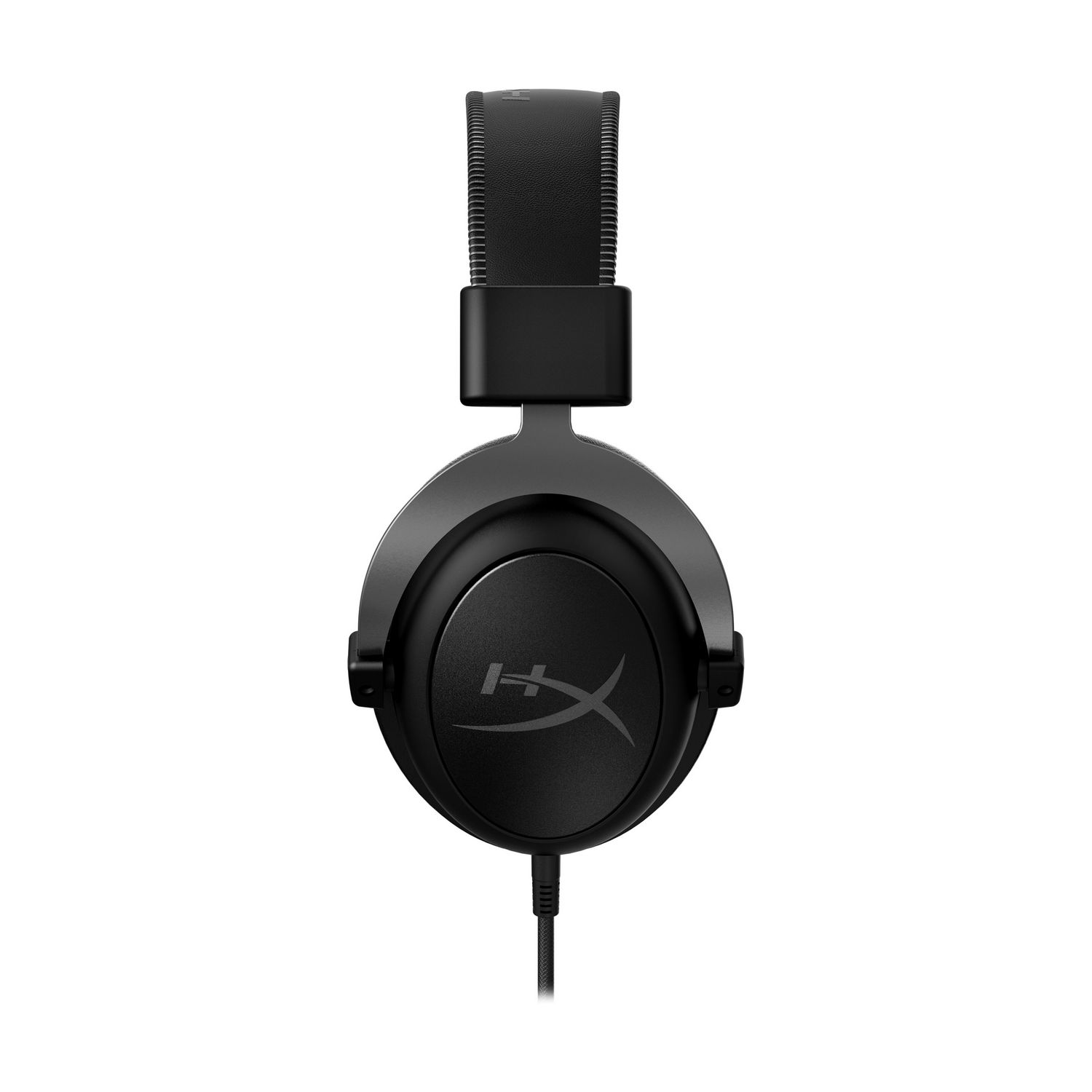 Auriculares HyperX Cloud negros con cable de conexión.