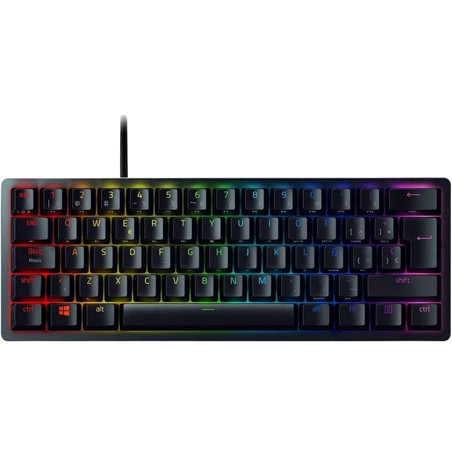 Teclado gaming - Razer Huntsman Mini, USB-C, Retroiluminación Chroma RGB, Negro