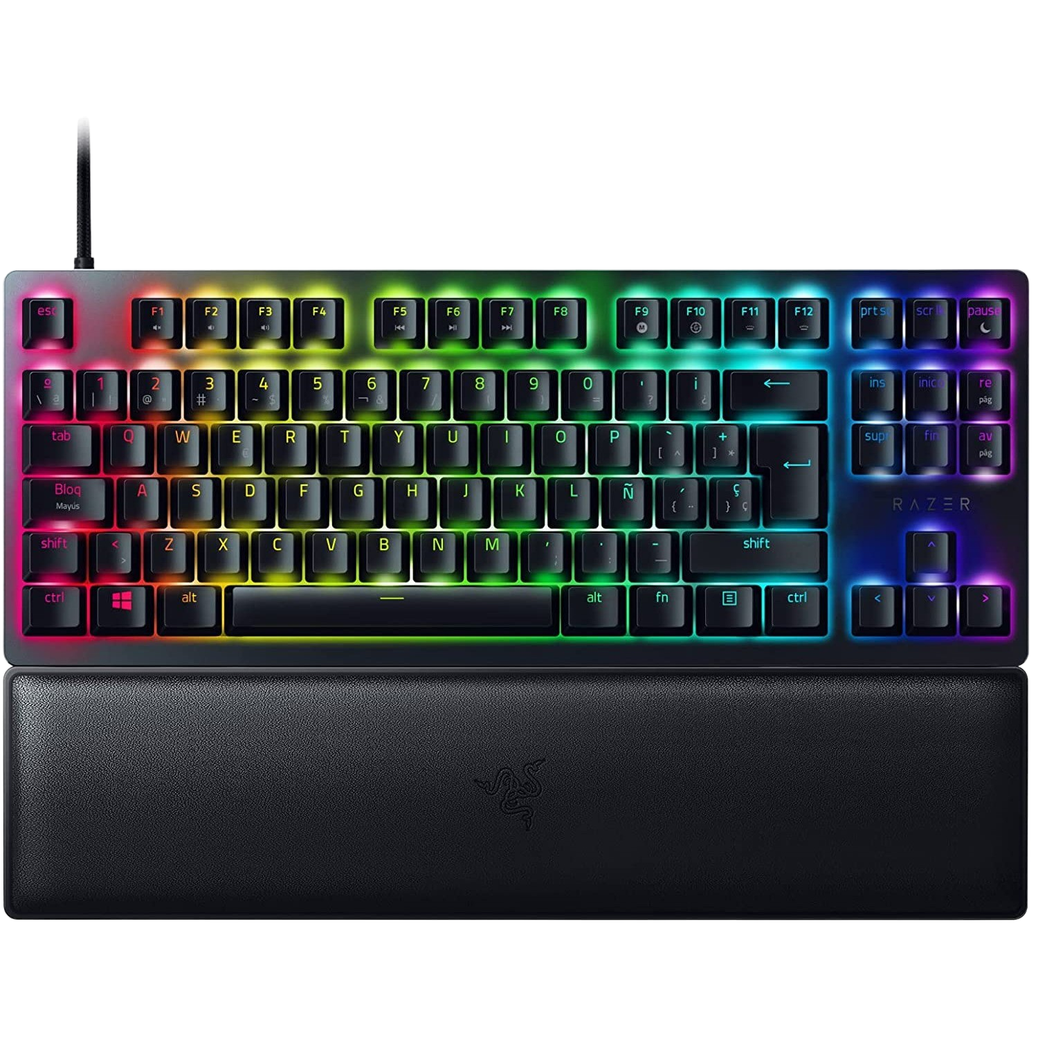 Teclado gaming - Razer Huntsman V2 Tenkeyless (Red Switch), USB-C, Retroiluminación Chroma RGB, Negro