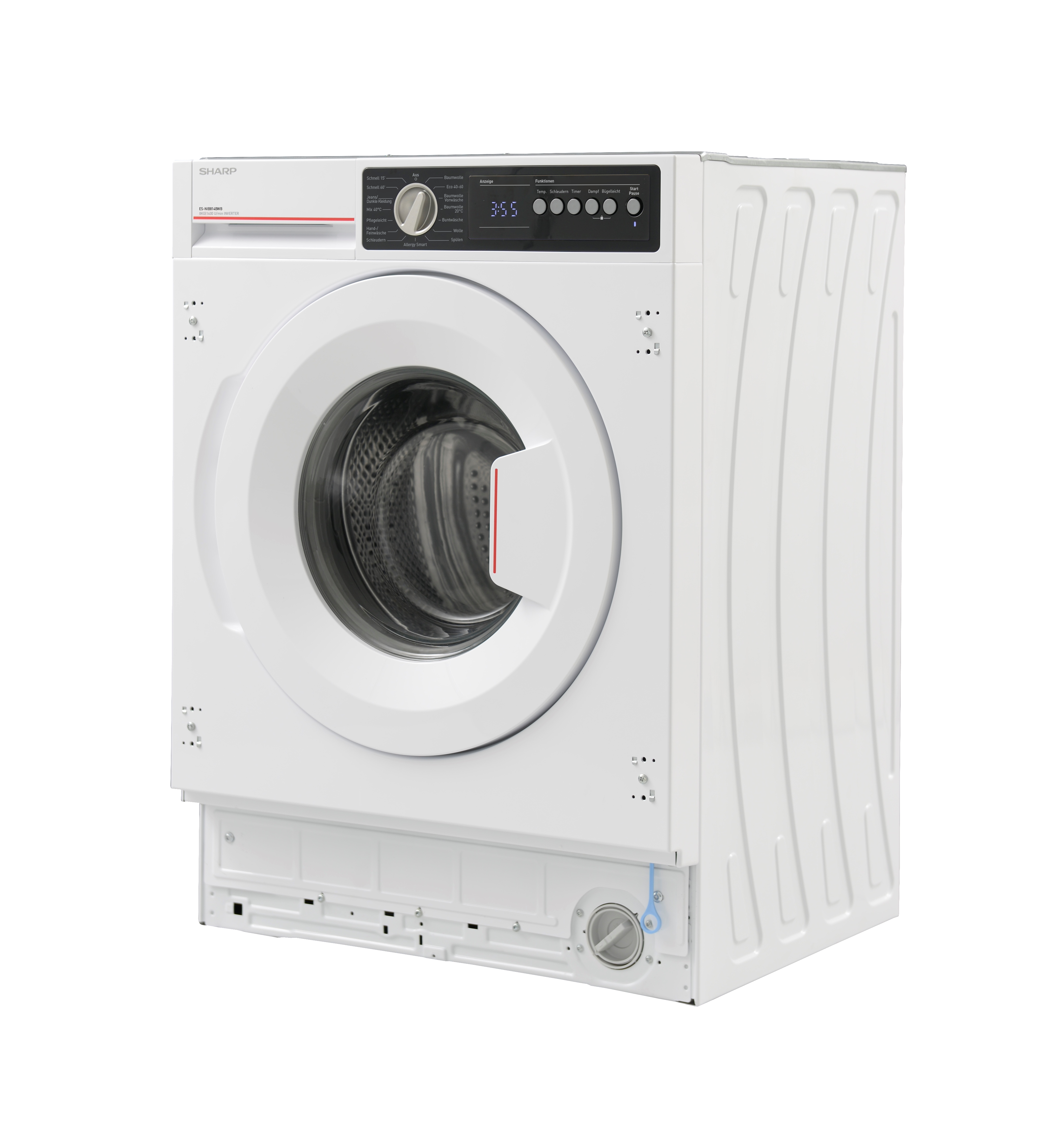 U/Min., (8 1330 B) kg, ES-NIB814BWB-DE SHARP Einbau-Waschmaschine