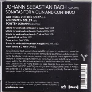 Gottfried von der Goltz, Annekatrin Beller, Torsten Johann - Sonatas For Violin And Continuo  - (CD)
