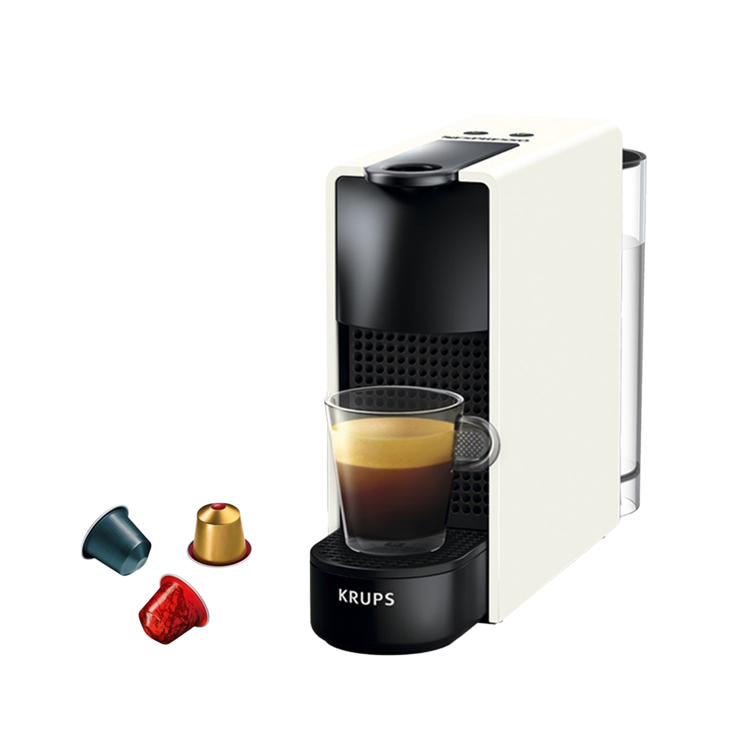 Cafetera de cápsulas - Nespresso® Krups XN1101 Essenza Mini, 19 bares, Blanco