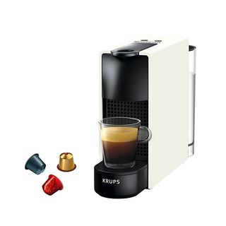 Cafetera de cápsulas - Nespresso® Krups XN1101 Essenza Mini,1310 W, 19 Bar, 0.6 L, Calentamiento en 25 s, Apagado automático, Blanco