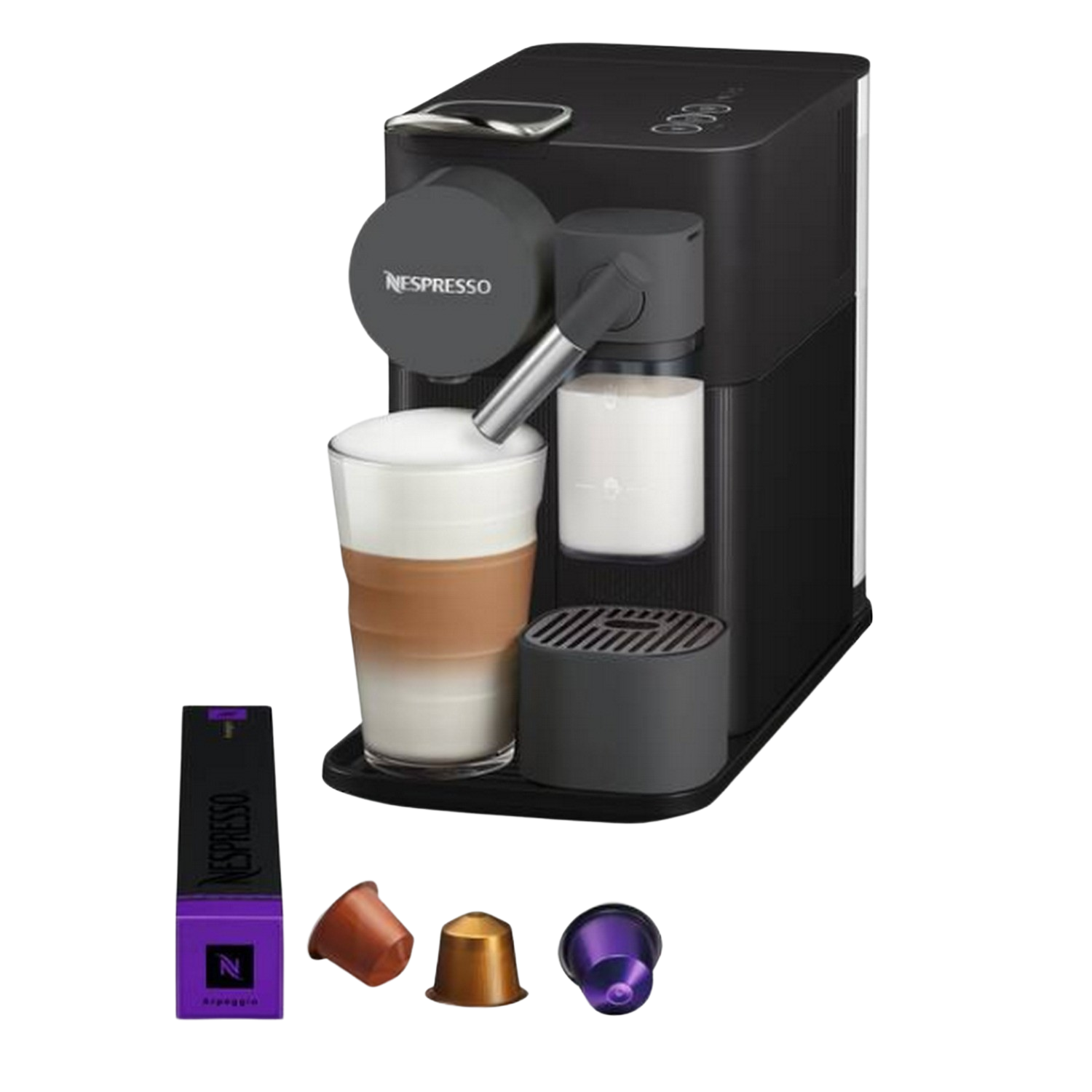 Delonghi Lattissima One cafetera nespresso negra en500.w para en500b monodosis con leche compacto 19 bares apagado color incluye pack bienvenida 14 nespresso® longhi en500.b 1 one.en500.b 003