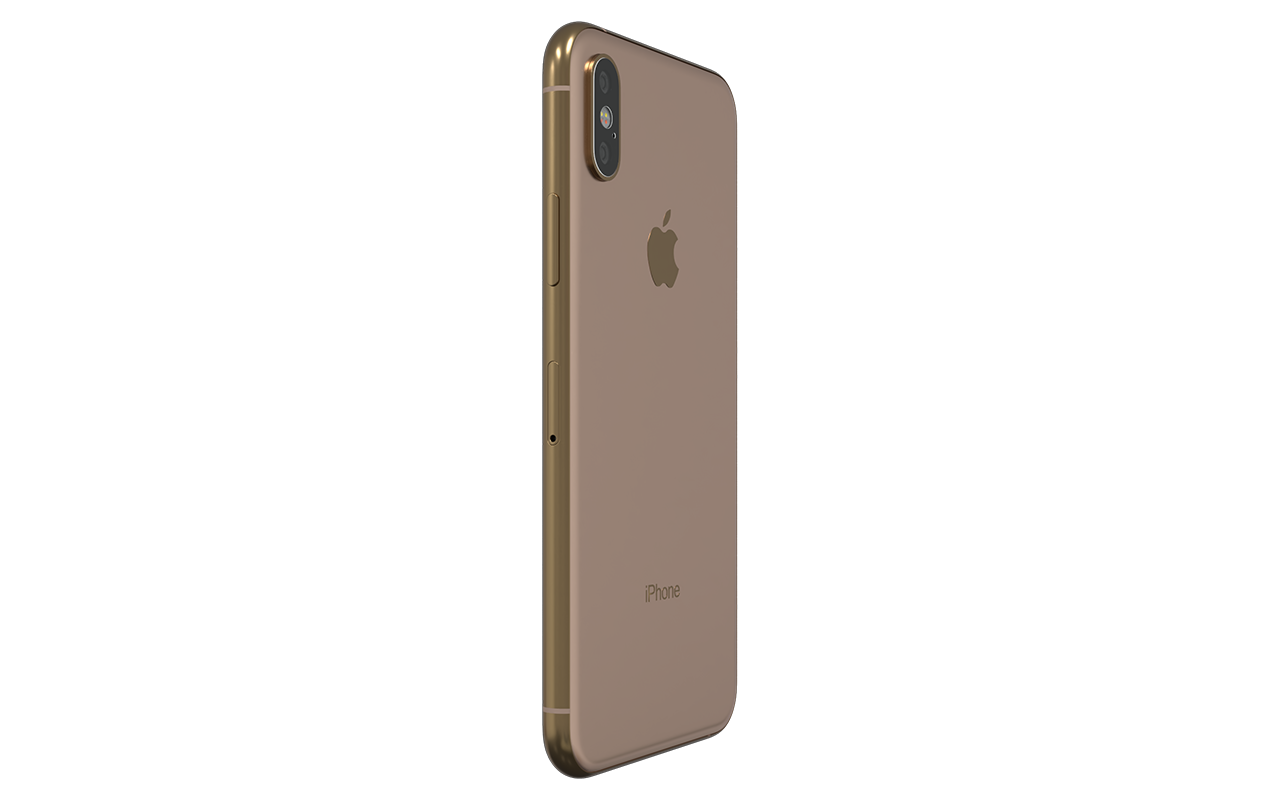 Ein goldenes iPhone auf weißem Hintergrund.