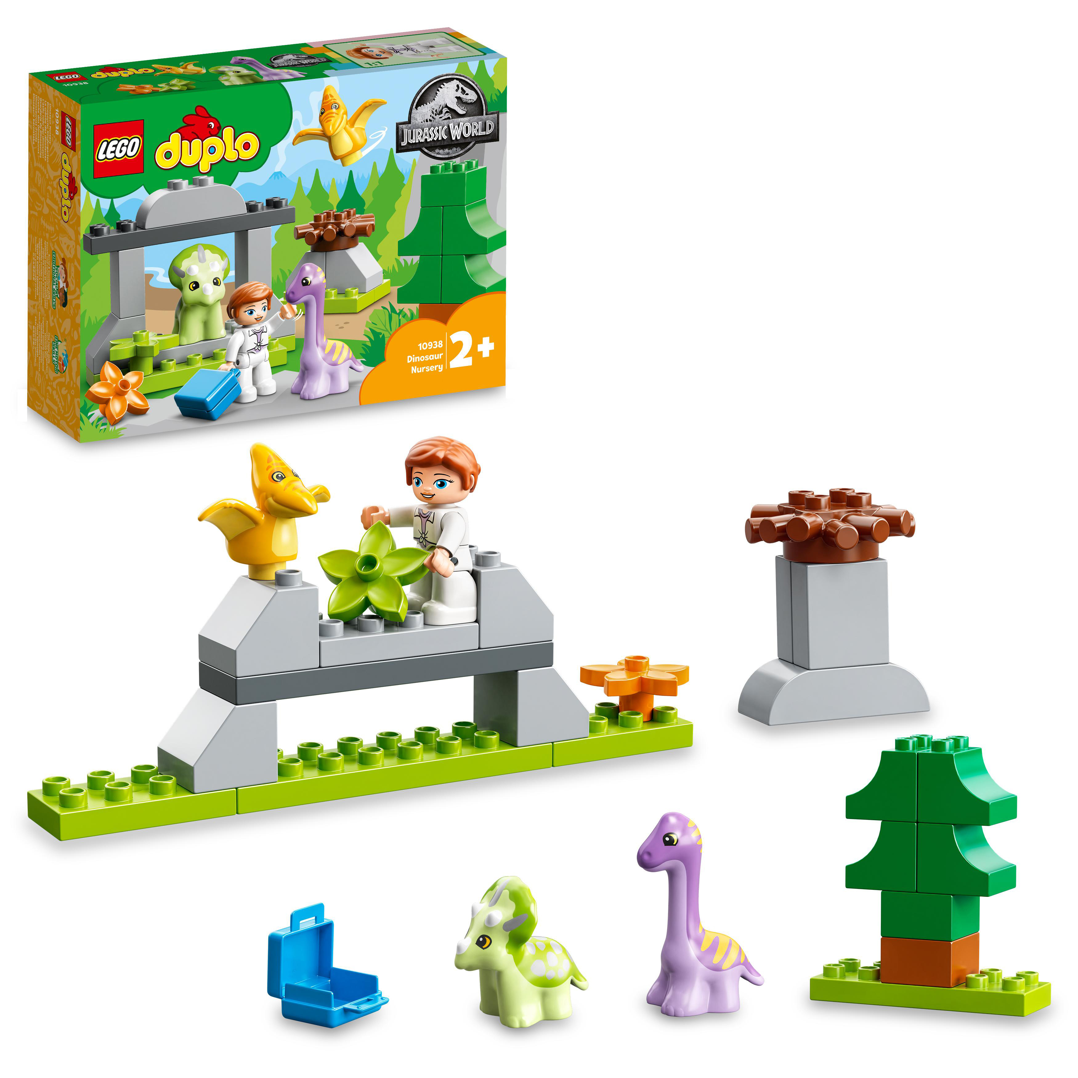 LEGO DUPLO 10938 Jurassic World  Dinosaurier Kindergarten Bausatz, Mehrfarbig
