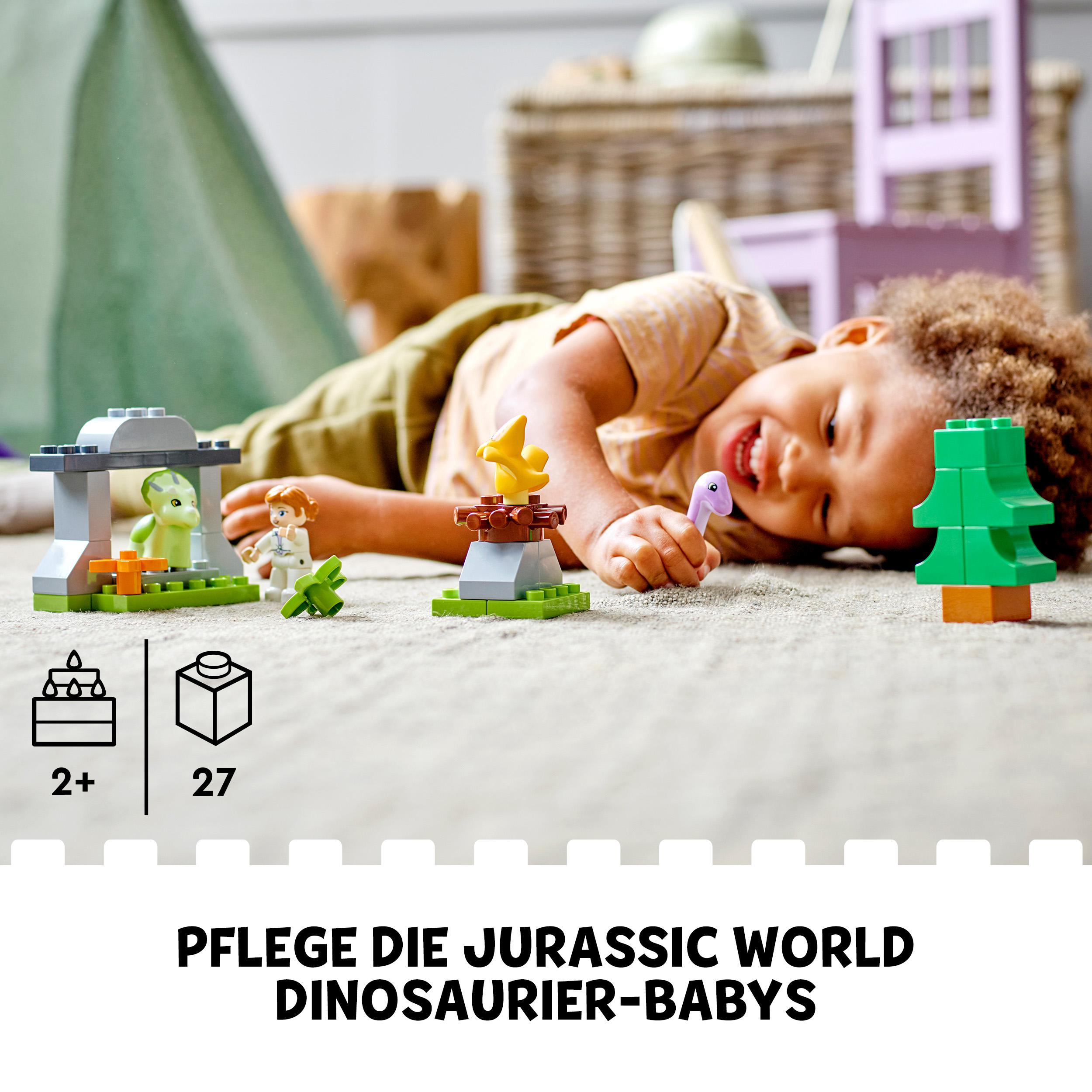 LEGO DUPLO 10938 Jurassic World  Dinosaurier Kindergarten Bausatz, Mehrfarbig