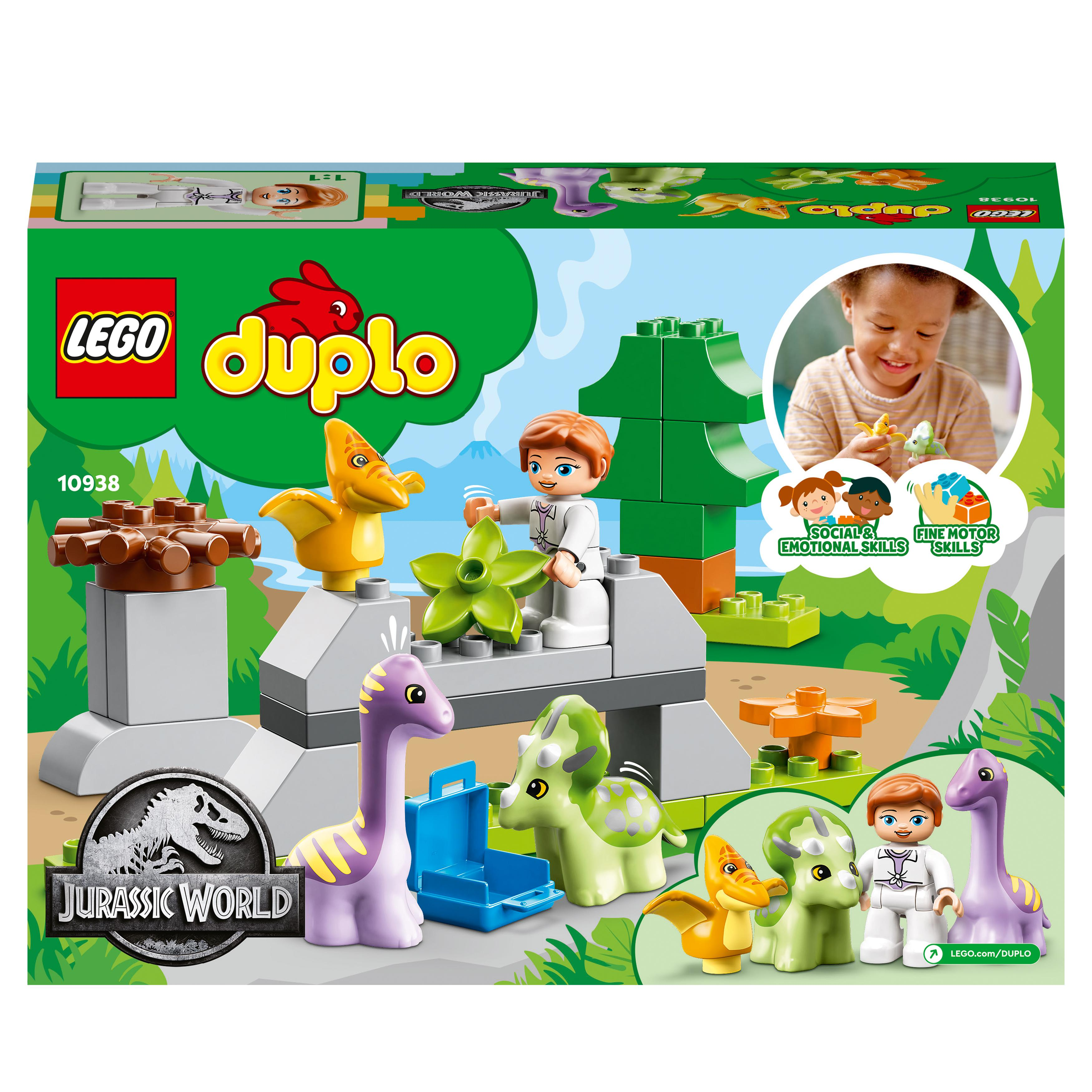 LEGO DUPLO 10938 Jurassic World  Dinosaurier Kindergarten Bausatz, Mehrfarbig