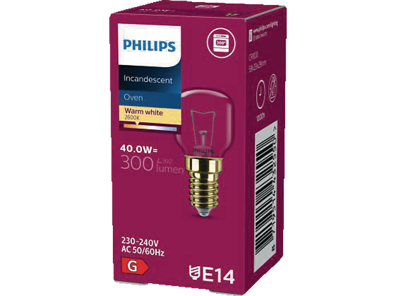 PHILIPS T29 40W 1ER Backofenlampe E14 Warmweiß