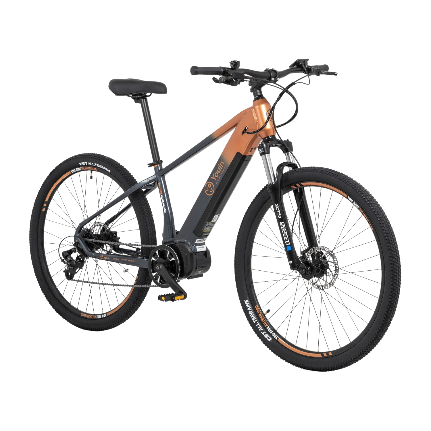 Bicicleta eléctrica - Youin You-Ride Kilimanjaro, MTB, 250W, 25km/h, Shimano de 8 vel., Talla M, 29", Pantalla, Naranja y Negro