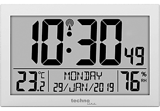 TECHNOLINE  Rádió vezérlésű fali óra, monochrom kijelzővel, ezüst  (WS8016)