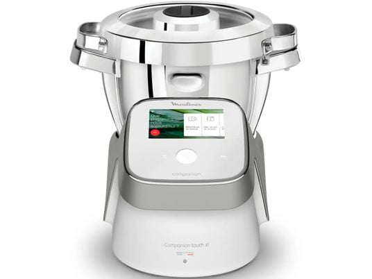 MOULINEX i-Companion Touch XL HF938E - Küchenmaschine mit Kochfunktion (Weiss/Silber)
