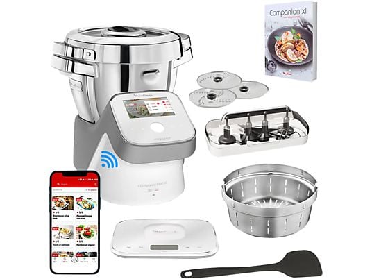 MOULINEX i Companion Touch XL HF938E - Robots culinaires avec fonction de cuisson (Blanc/argent)