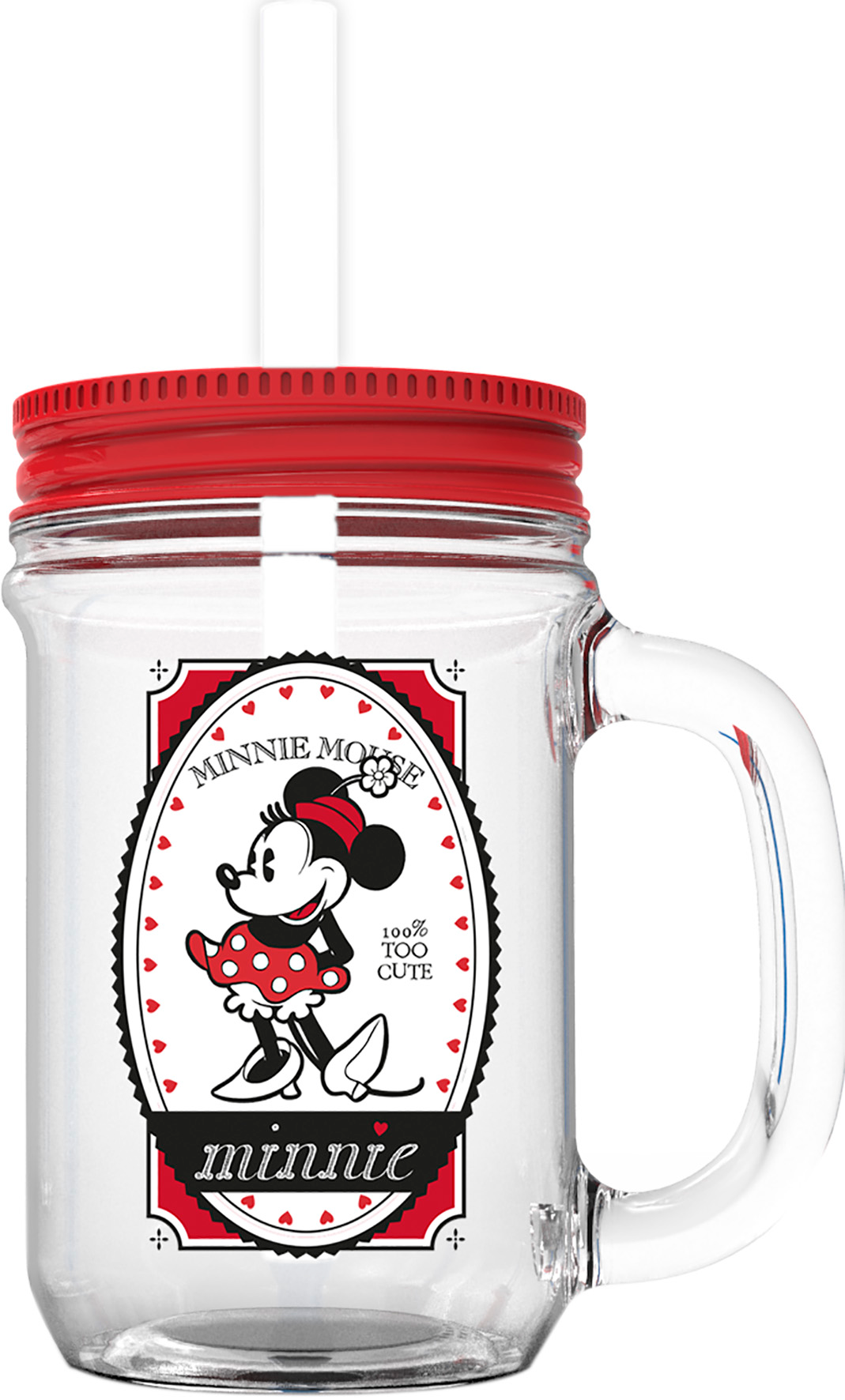 Minnie pohár tetővel, szívószállal
