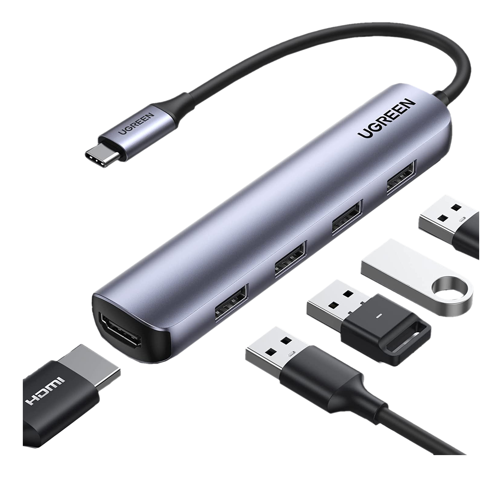 UGREEN 5-en-1 - Adaptateur USB-C HDMI (Argent)