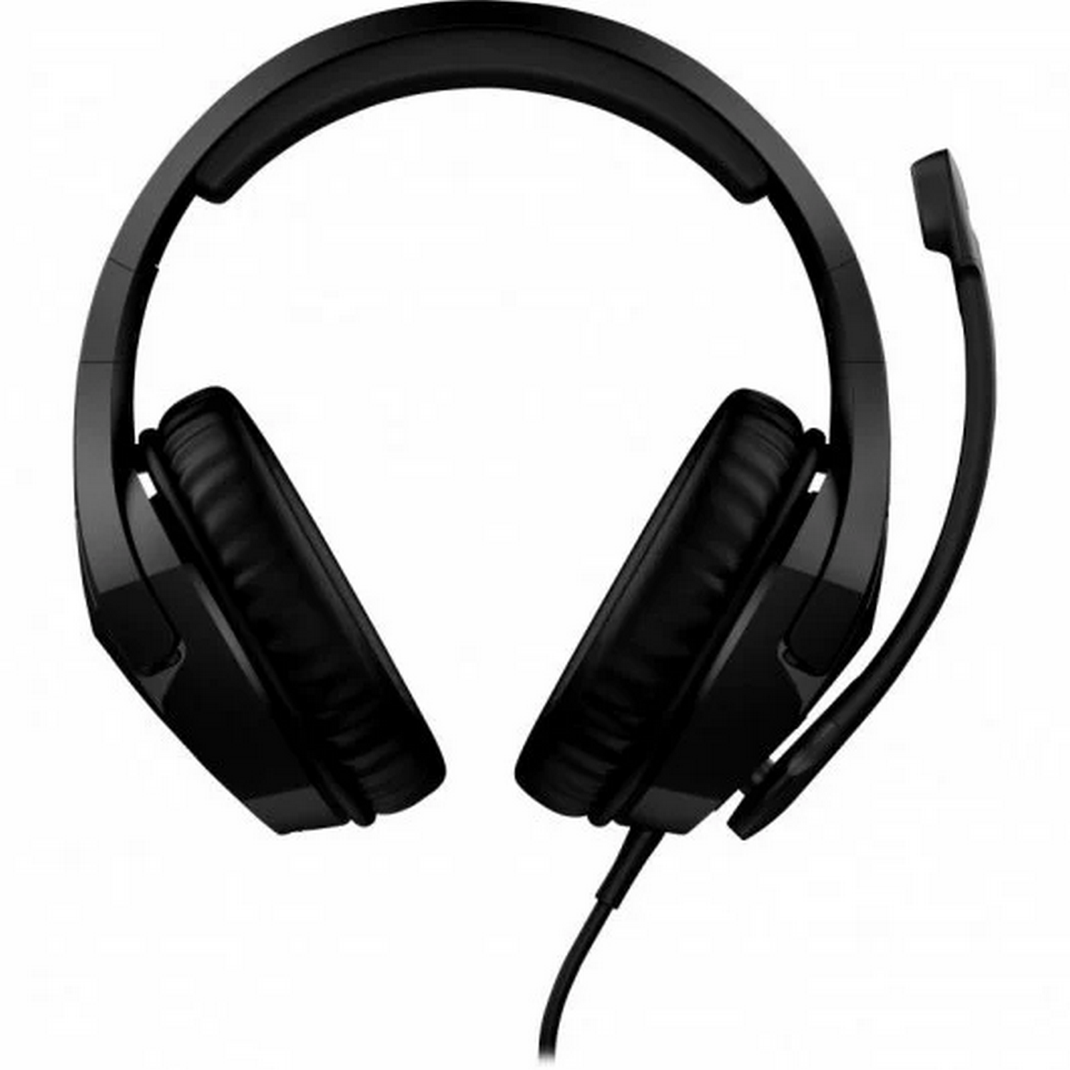 Auriculares negros con micrófono. Los auriculares tienen un diseño acolchado.