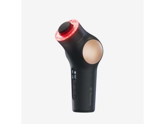 Pistola de masaje - Therabody TheraFace PRO TF02226-01, Facial, LED Ring, Pantalla OLED, USB, 3 Cabezales, Negro