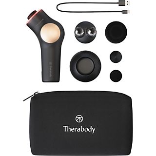 Pistola de masaje - Therabody TheraFace PRO TF02226-01, Facial, LED Ring, Pantalla OLED, USB, 3 Cabezales, Negro