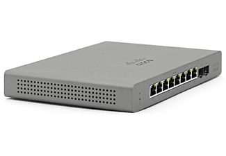 Switch - Cisco Meraki  GS110-8-HW, 8 Puertos RJ45, 5 - 161 W, 20 Gbp/s, 2 Enlaces ascendentes SFP de 1 GB, Gris