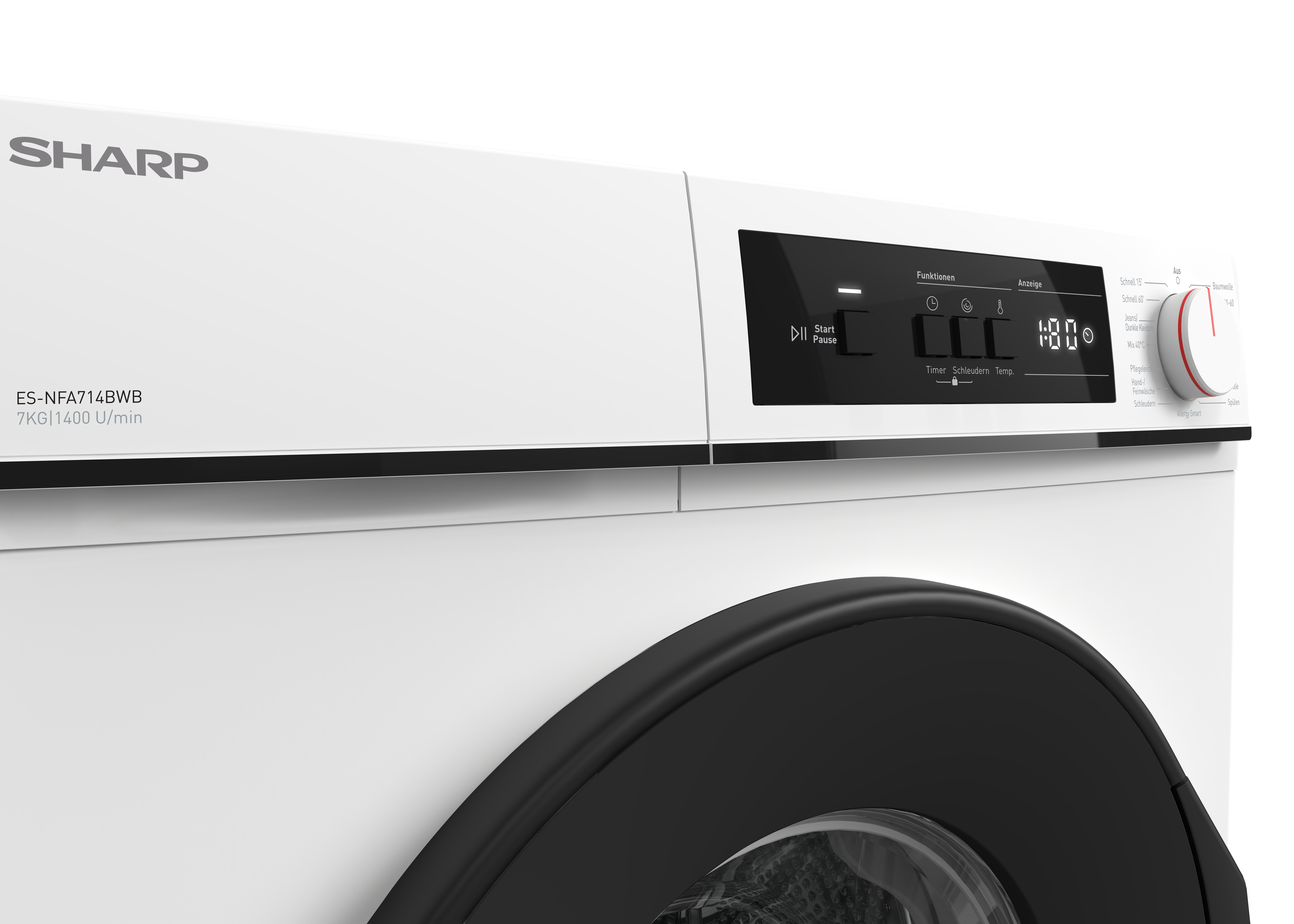 SHARP ES-NFA714BWB-DE Frontlader (7 kg, 1330 U/Min., B)