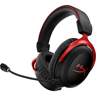 Auriculares gaming - HyperX Cloud II Wireless, De diadema, Inalámbricos, 2.4 Ghz, Micrófono, Negro y Rojo