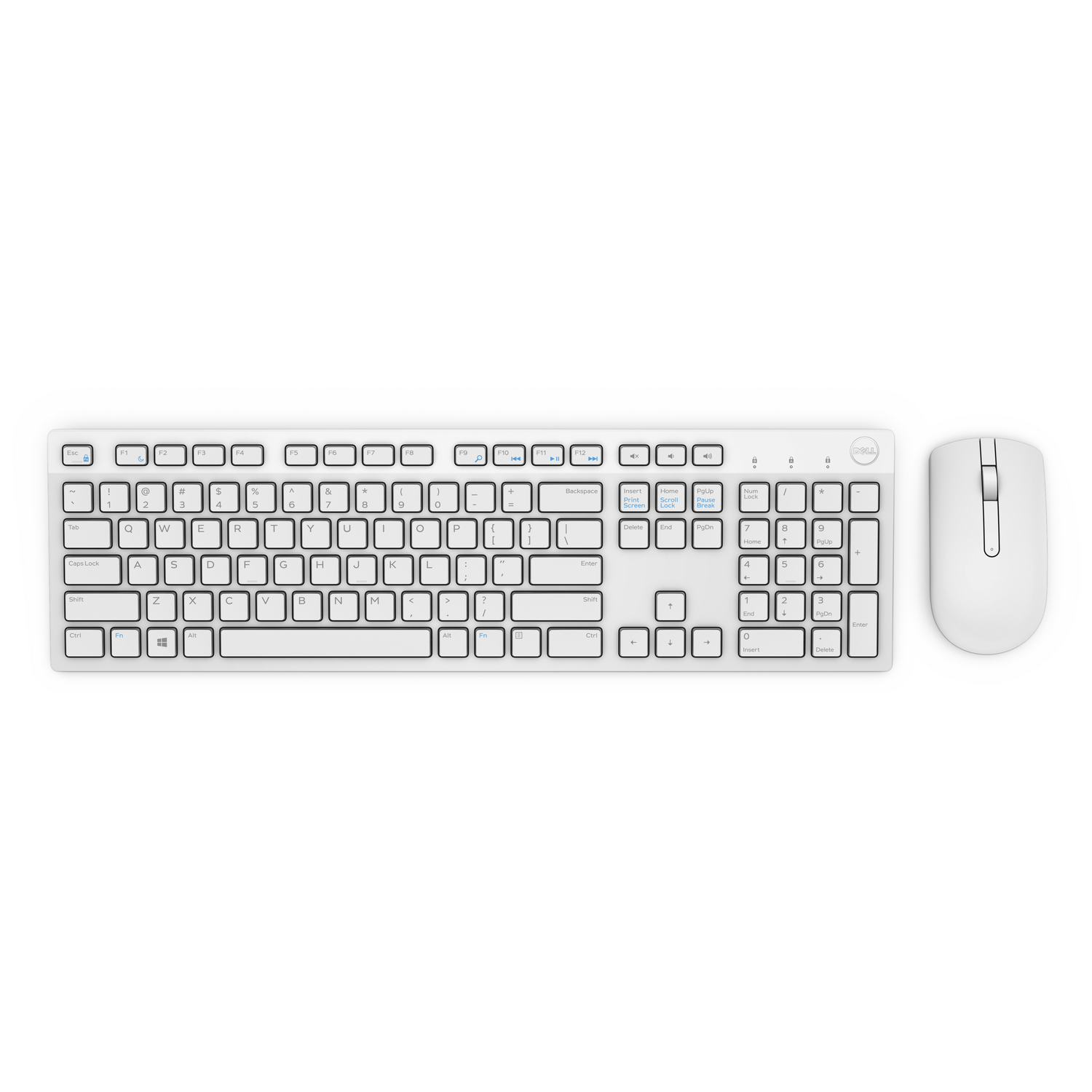 Pack Teclado + Ratón - Dell KM636-WH-SPN, Inalámbrico, Receptor inalámbrico USB, QWERTY, Blanco