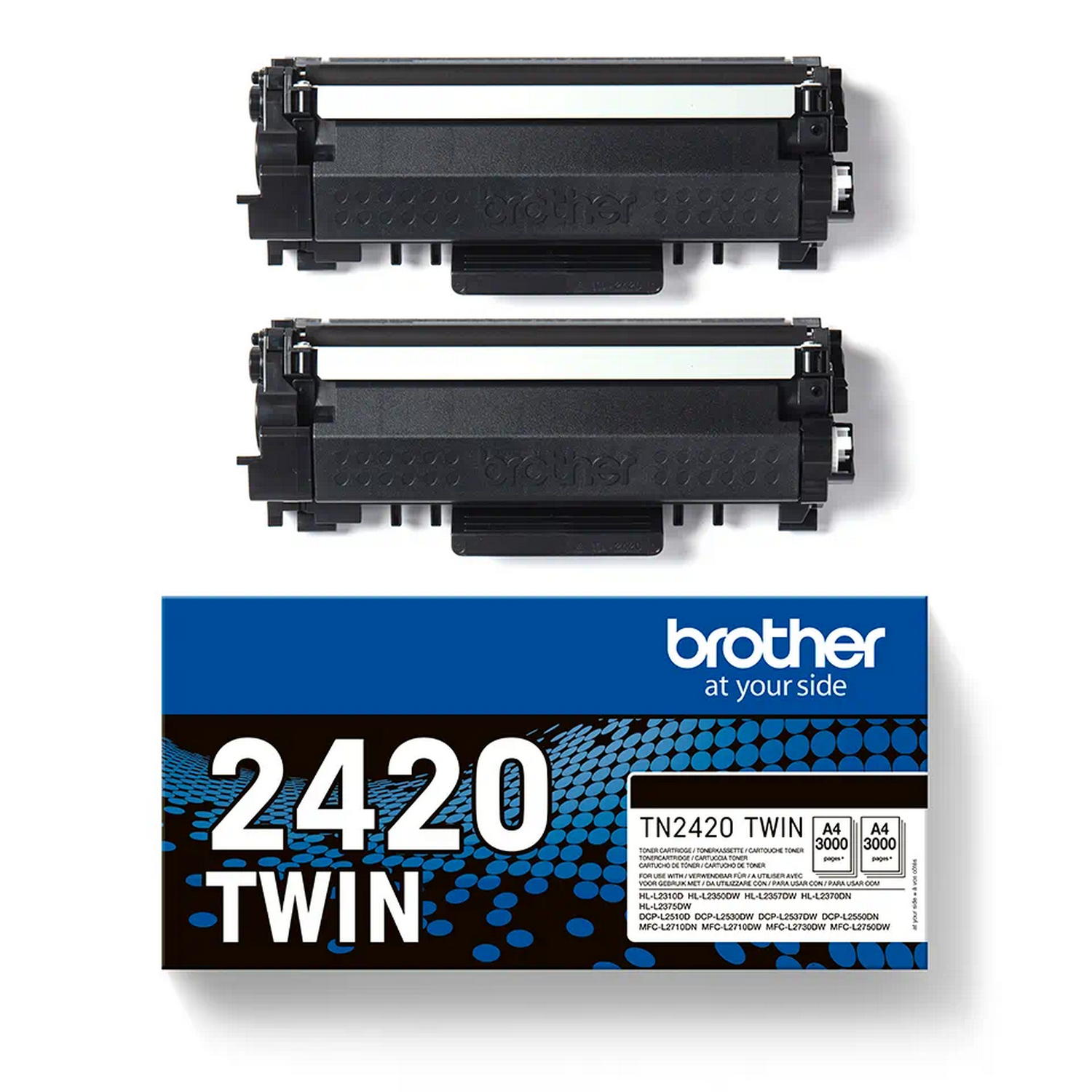 Tóner - Brother TN-2420, Pack de 2, 3.000 Páginas, Negro