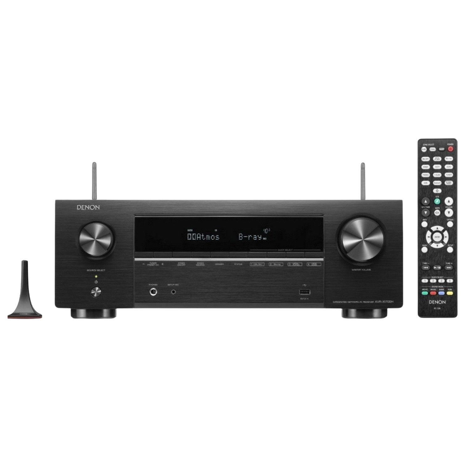 Amplificador HiFi - Denon AVR-X1700H, 7.2 Canales, 145 W, Bluetooth, USB, Sonido 3D, HDMI, Negro