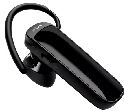 Casque Bluetooth Jabra noir, design incurvé.