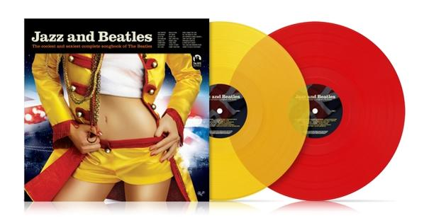 Albumhoes en twee vinylplaten. Albumhoes toont vrouw, platen geel en rood.