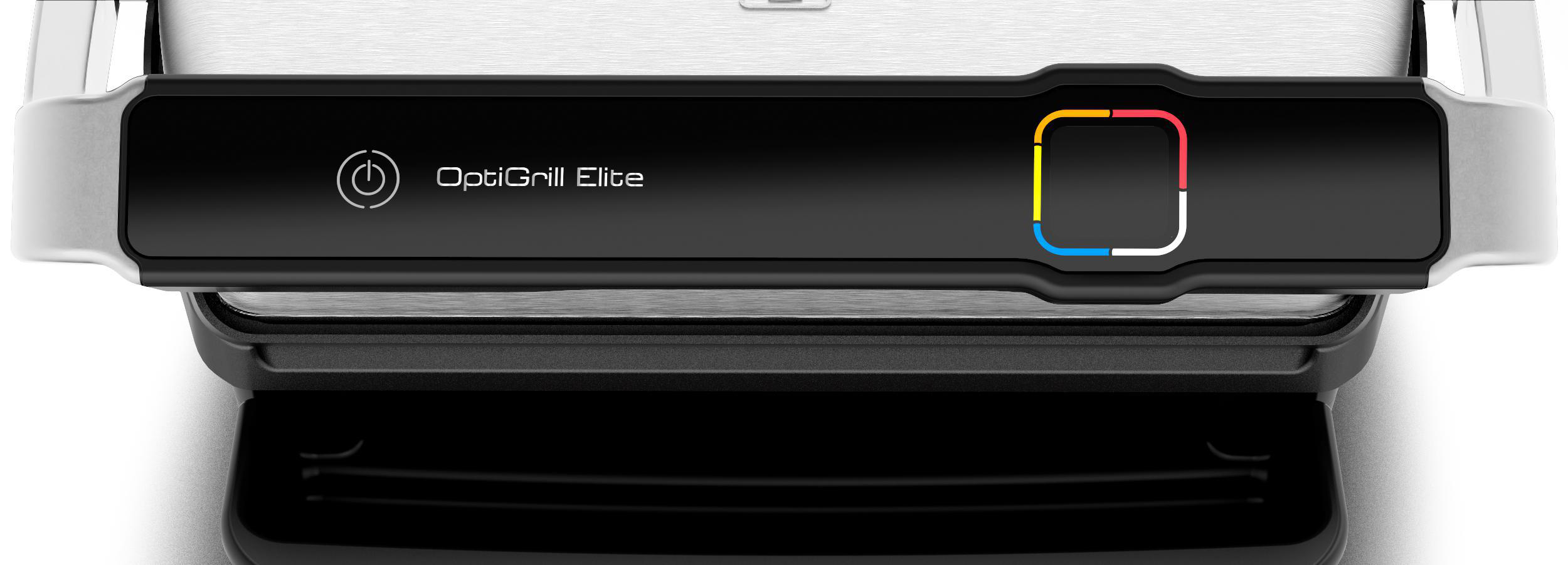 Nahaufnahme eines schwarzen und silbernen OptiGrill Elite mit Bedienfeld.