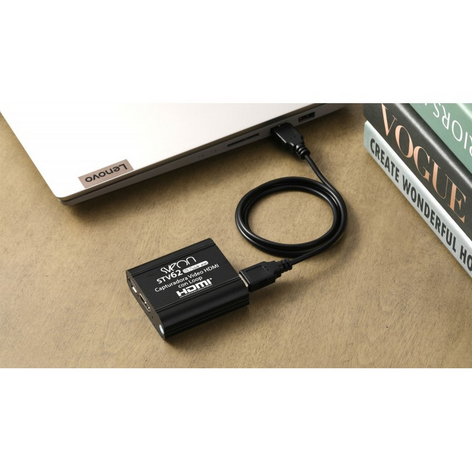 Capturadora de vídeo - Sveon STV62, Para Mac y PC, USB, HDMI, 60 pps, Aluminio, Negro