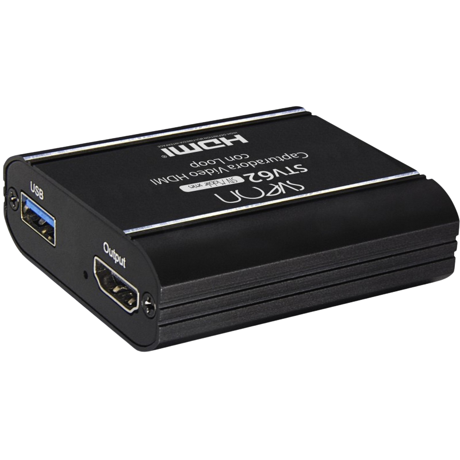 Capturadora de vídeo - Sveon STV62, Para Mac y PC, USB, HDMI, 60 pps, Aluminio, Negro