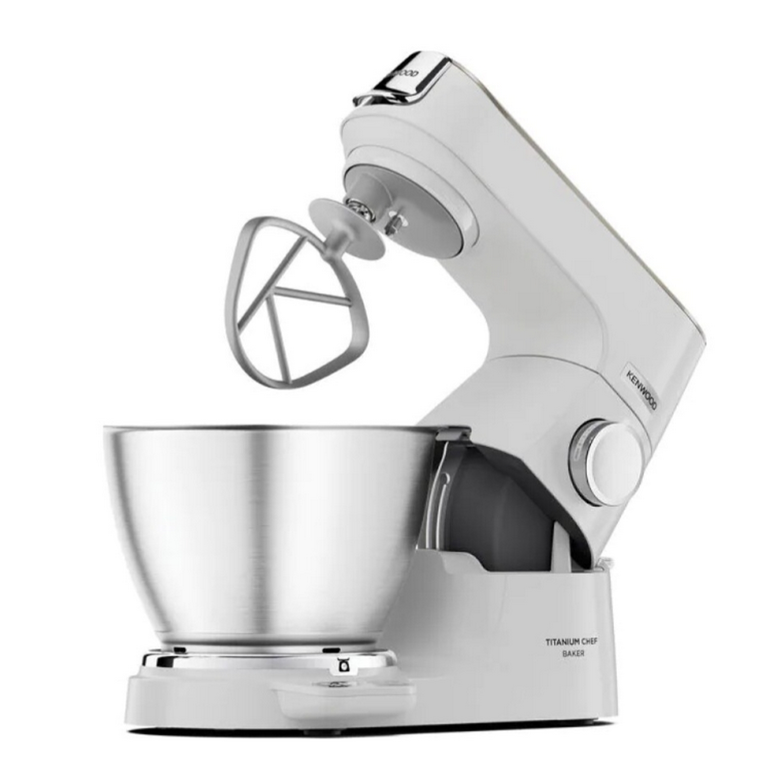 Robot de cocina - Kenwood KVL65.001WH Titanio Chef Baker Xl, 1200 W, 5 l, Balanza EasyWeigh™, Tapa LightLift, Blanco