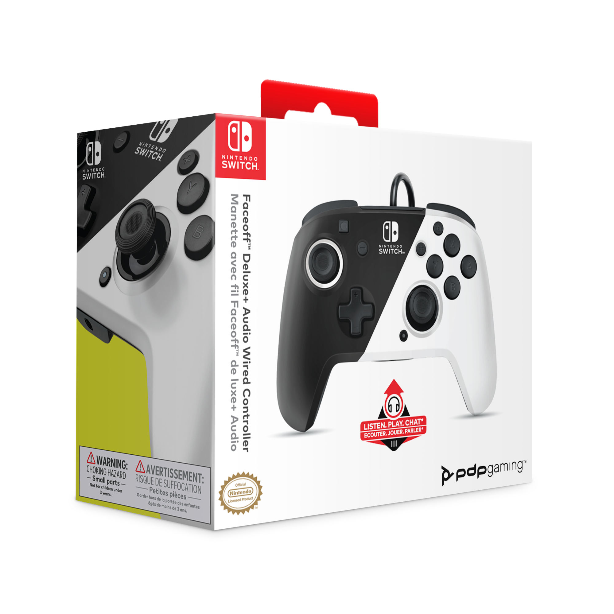 PDP LLC White 500-134-BW Switch Switch Nintendo Wired Audio & Controller für Faceoff™ Nintendo Black Deluxe+ OLED Lite