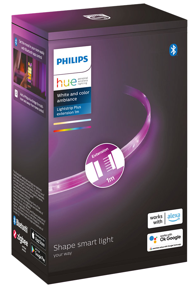Philips Hue lightstrip doboz. Okos világítási termék fehér és színes hangulatfunkciókkal.