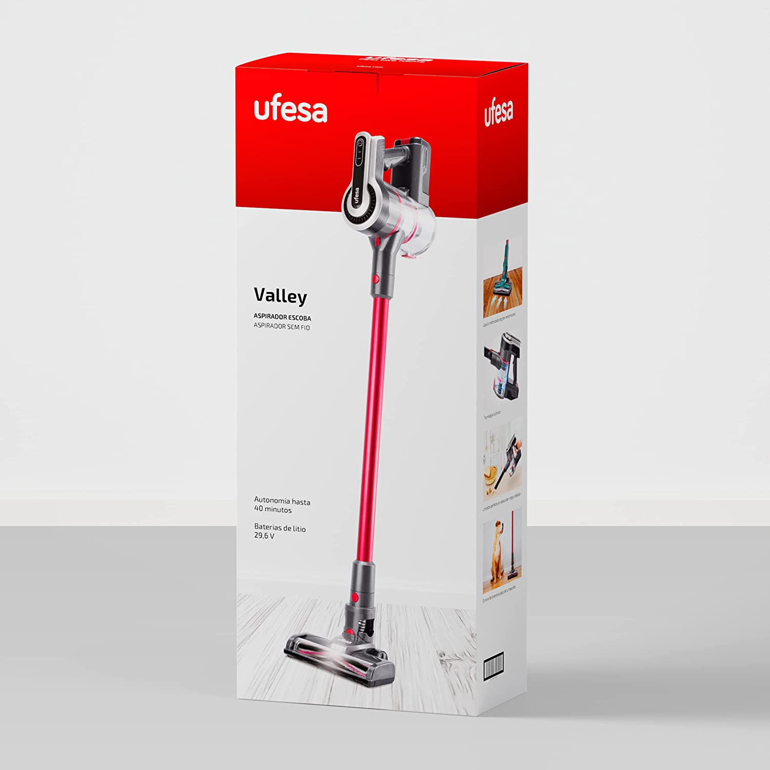 Aspirador escoba - Ufesa AE4829, Potencia 29.6 V, Autonomía 40 min, Negro