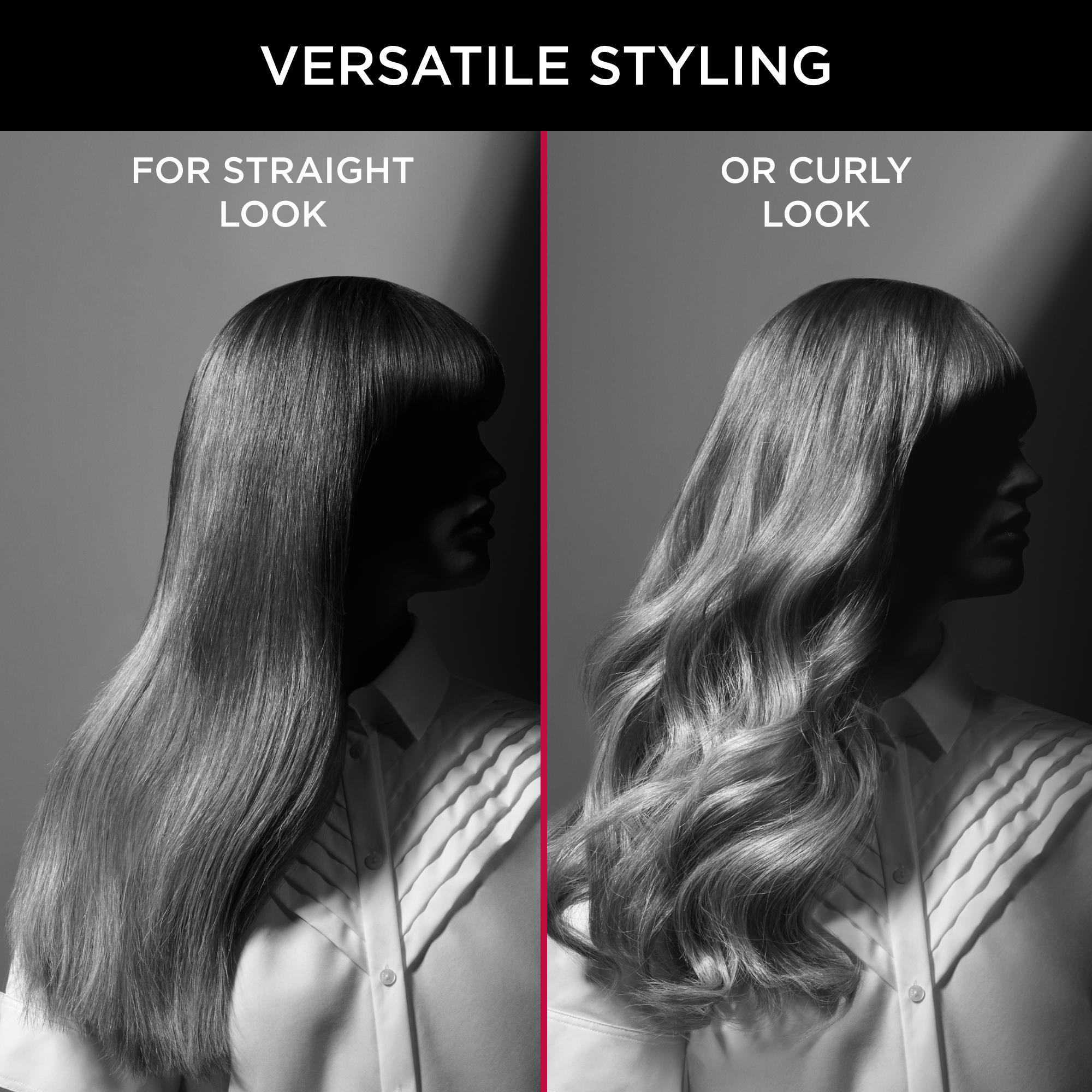 Zwei Frauen mit glatten und lockigen Frisuren, für einen glatten oder lockigen Look.