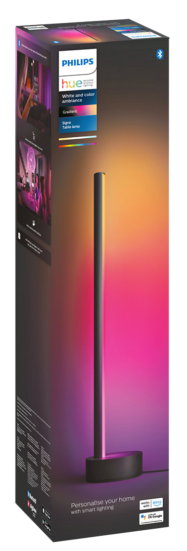 Magas Philips Hue lámpadoboz színes gradiens lámpával és fekete alappal.