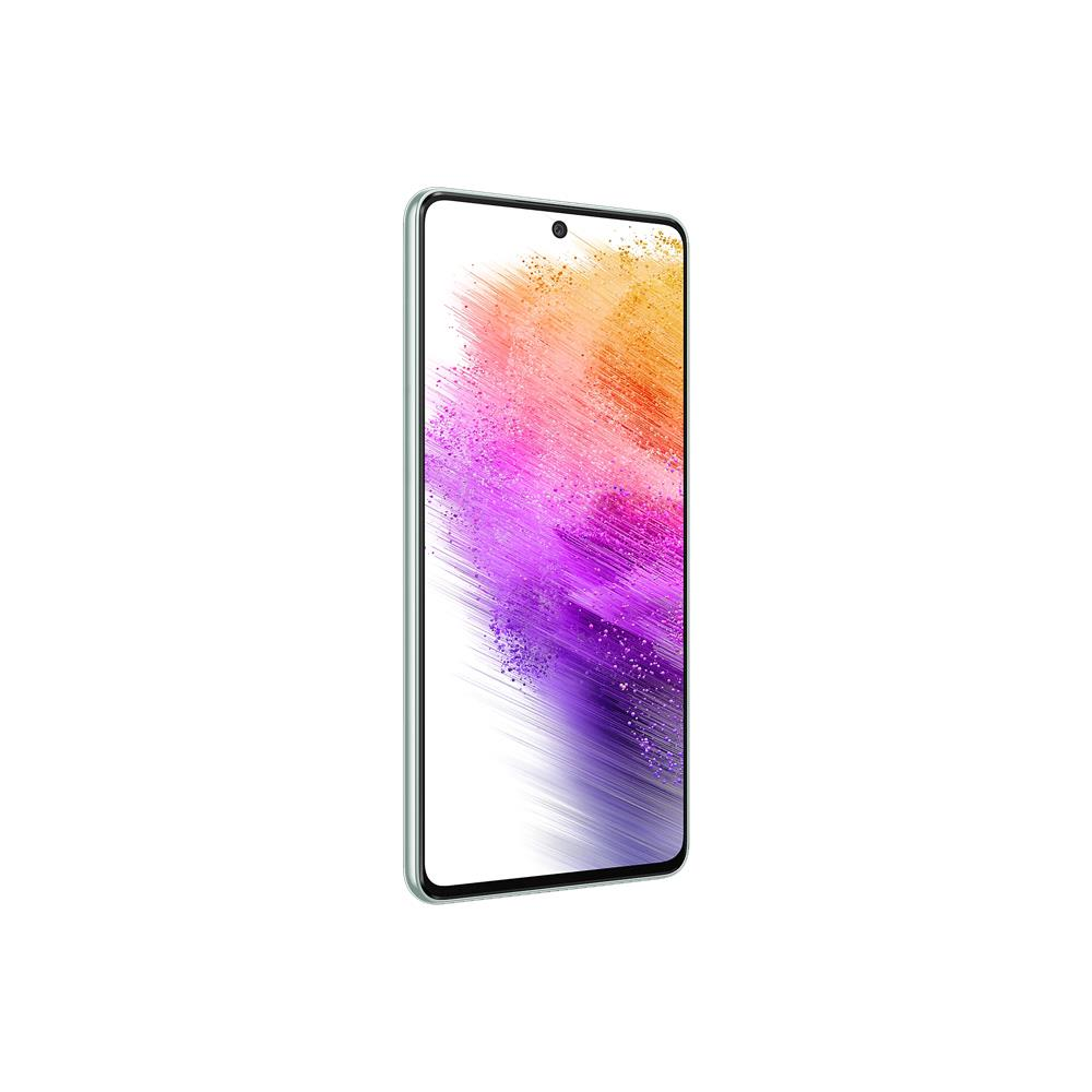 Ekranında renkli soyut bir arka plan bulunan bir akıllı telefon.