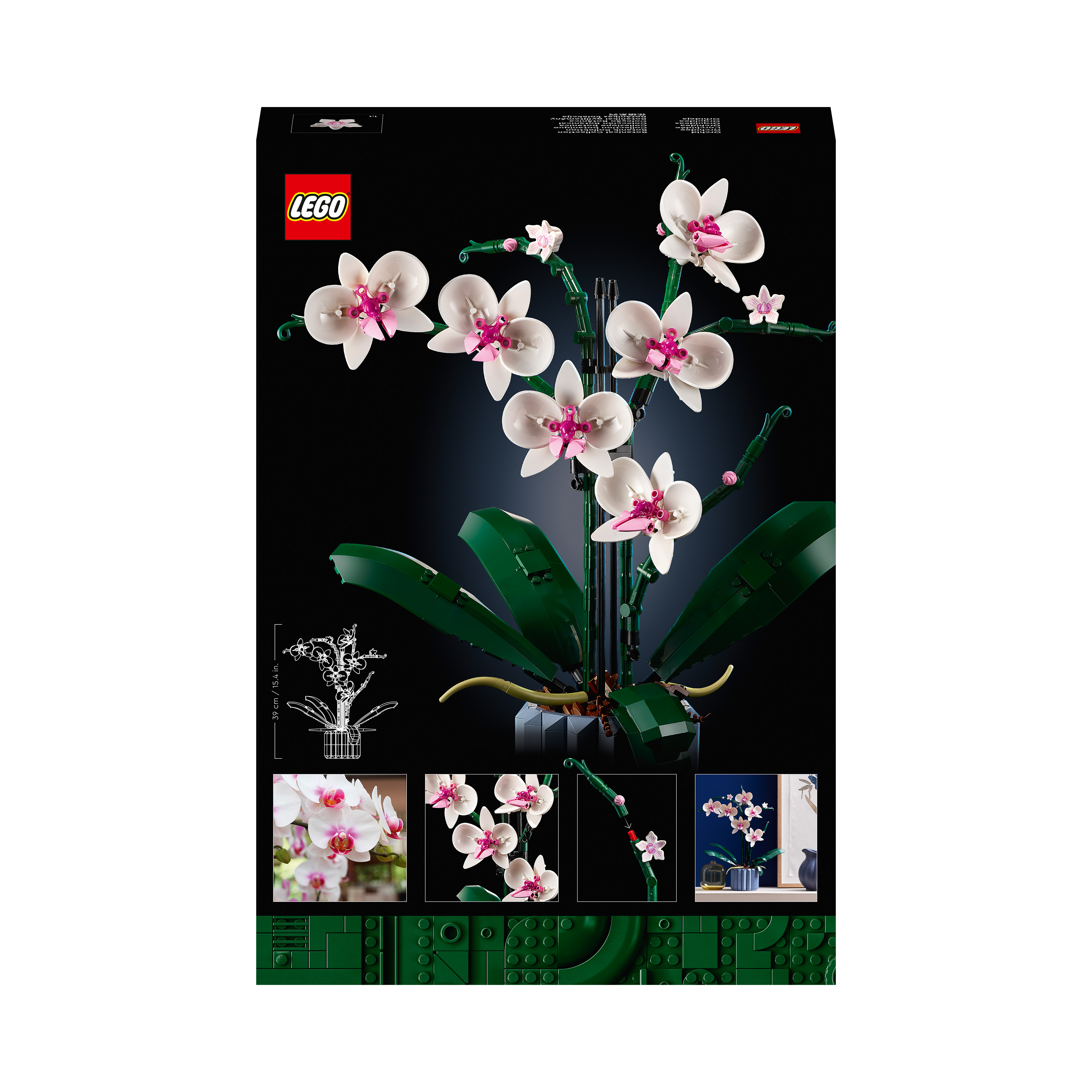 LEGO-Blumenset mit mehreren Bildern der Blumen.