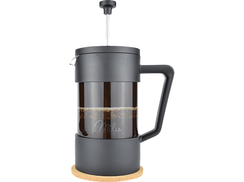 MILU 5077 4-tlg. French Press-Set Kaffeebereiter Schwarz/Transparent