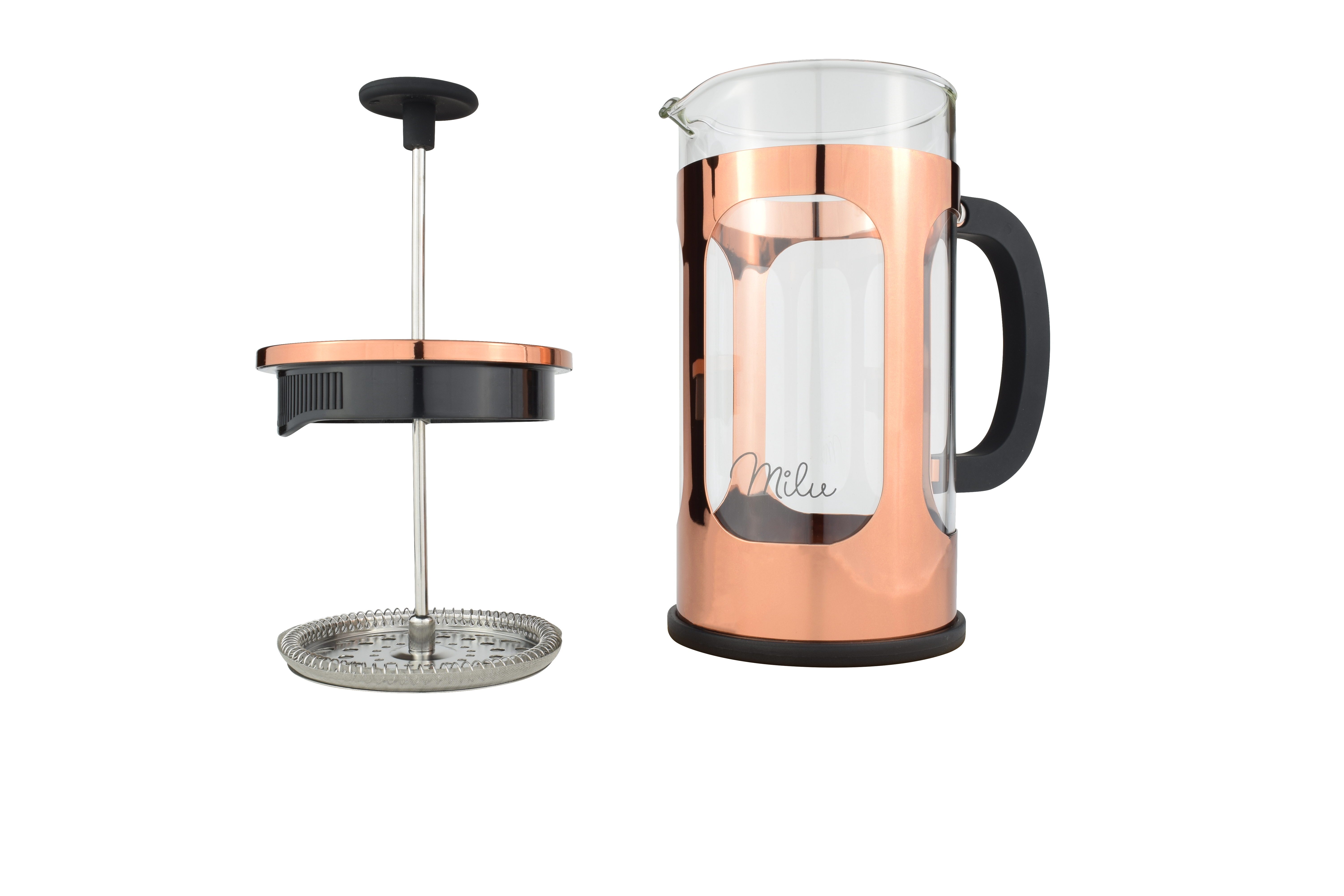 MILU 5083 4-tlg. French Press-Set Kaffeebereiter Kupfer/Transparent