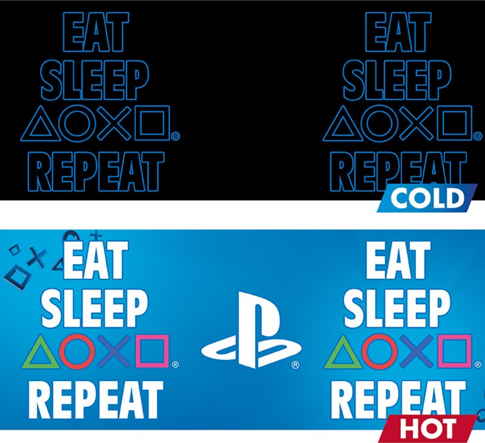 GB EYE LTD PlayStation - Eat Sleep Repeat - Tasse (Blau/Schwarz/Weiss)