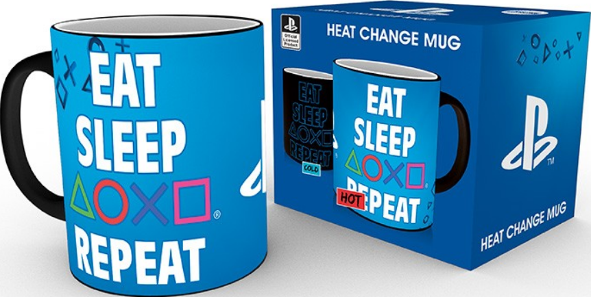 GB EYE LTD PlayStation - Eat Sleep Repeat - Tasse (Blau/Schwarz/Weiss)