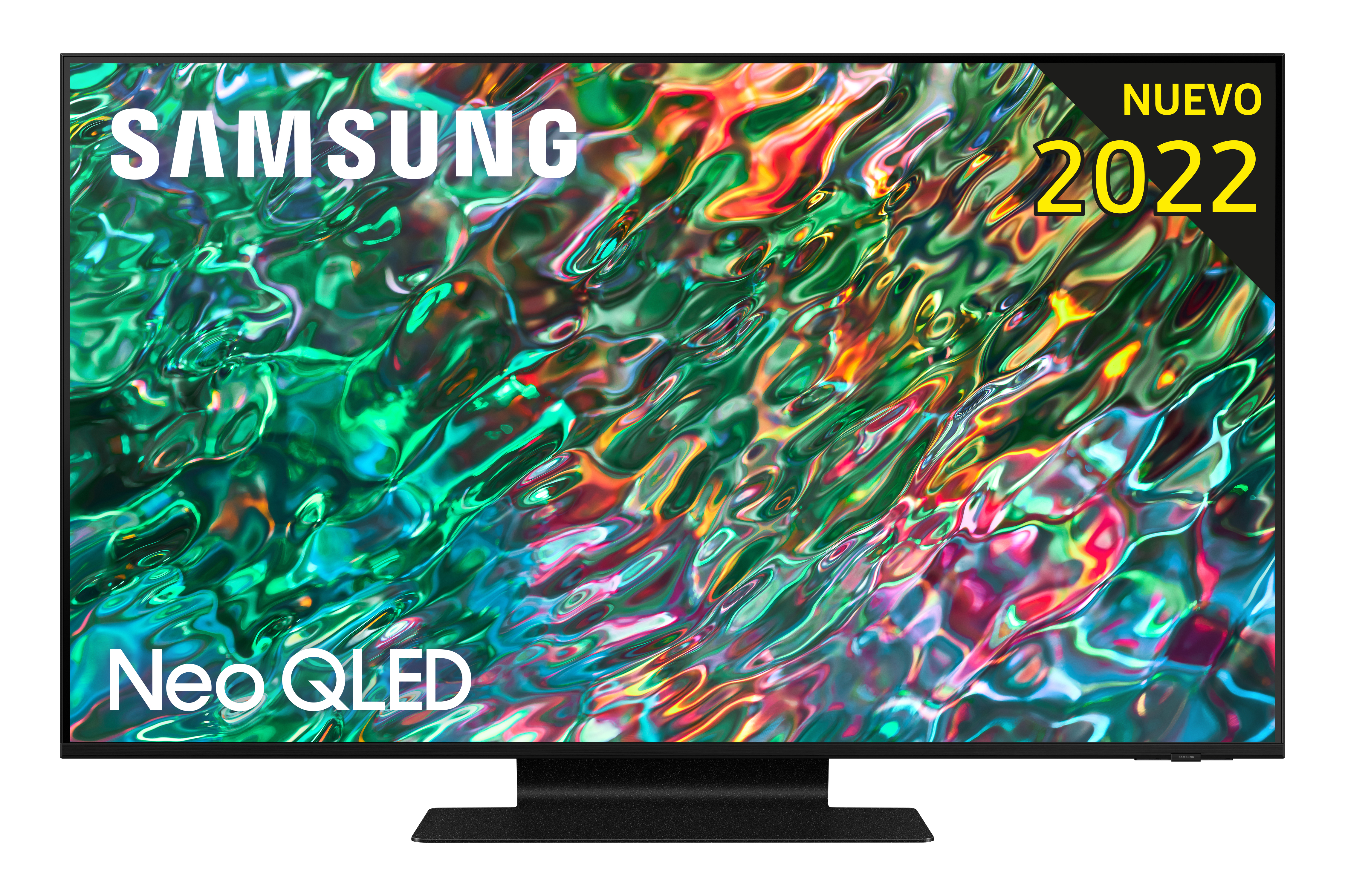 Televisor Samsung Neo QLED con una pegatina Nuevo 2022.