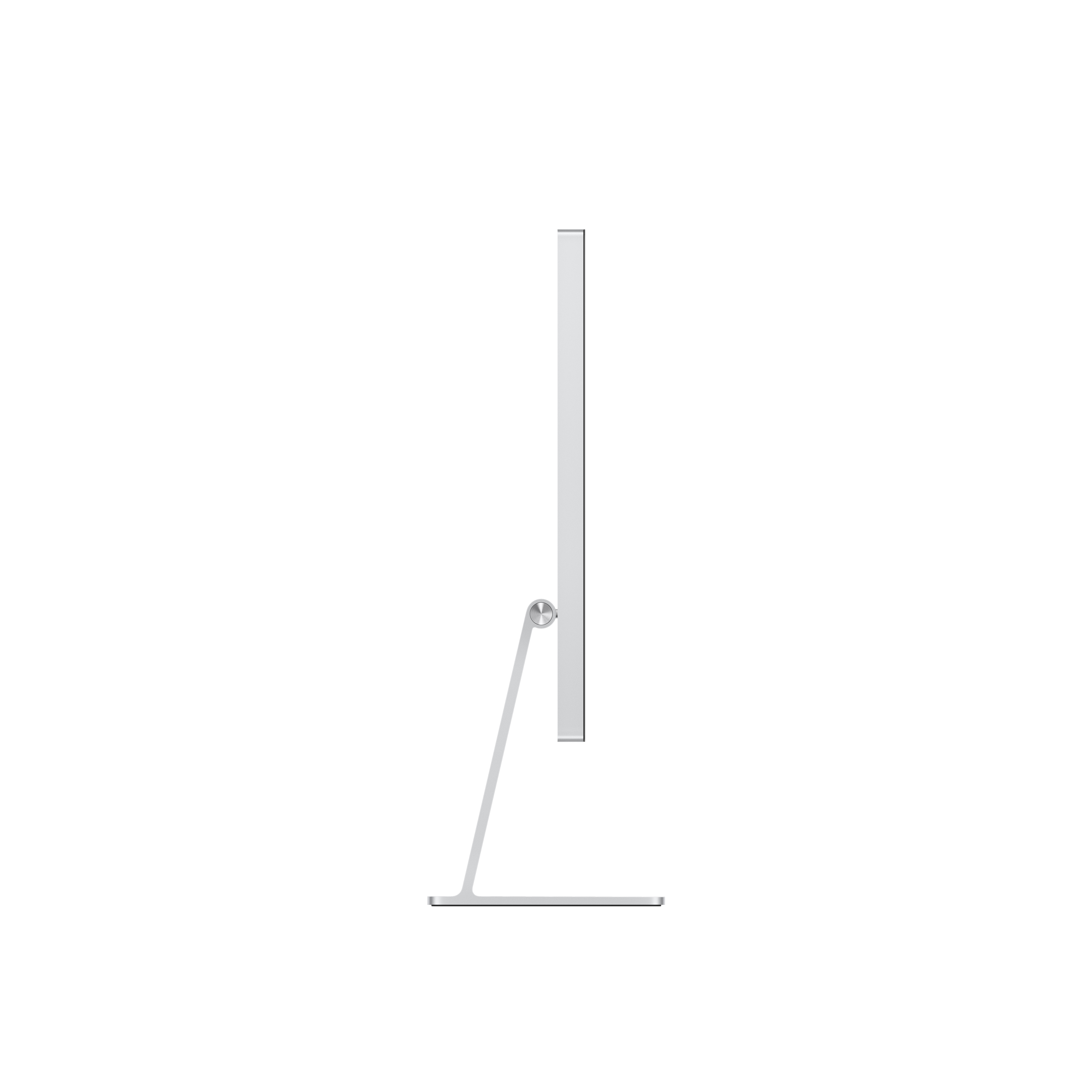 Döner kollu ve düz tabanlı şık, gümüş renkli iMac ekranı.