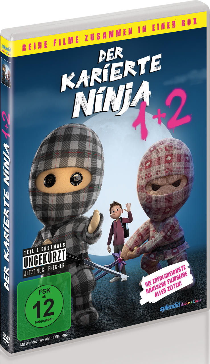DVD-Cover eines Films. Zwei Cartoon-Ninjas sind zu sehen. Der Titel ist fett gedruckt, mit einem Rating-Label.