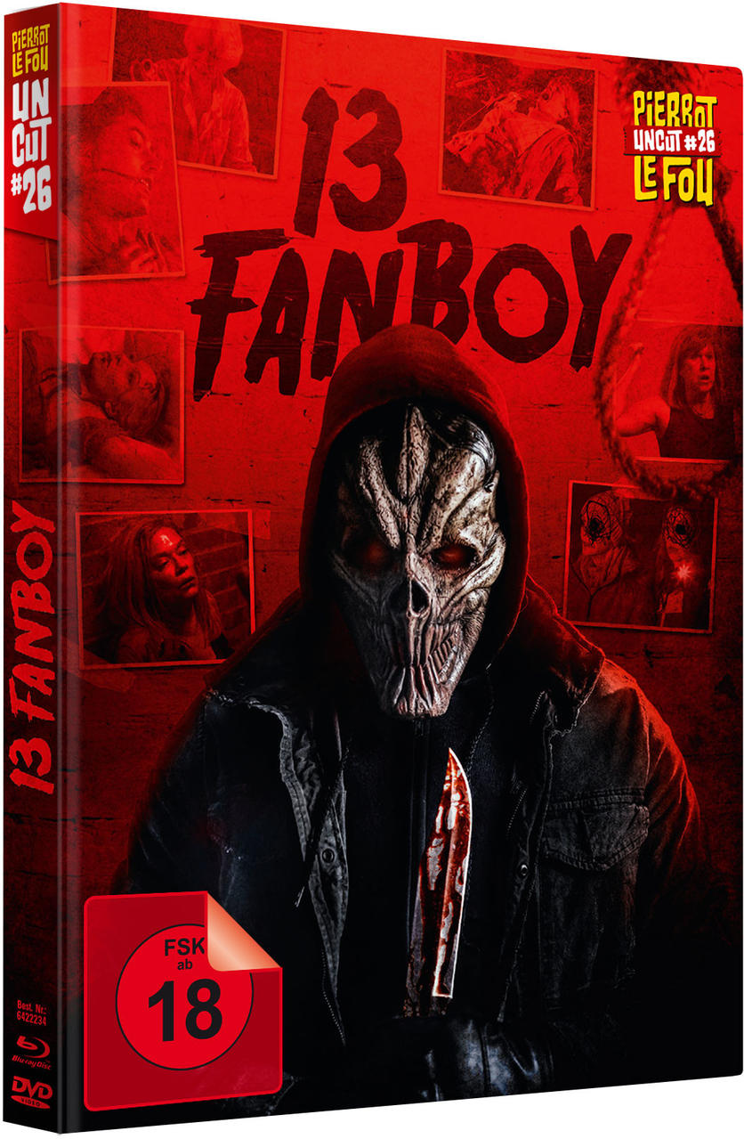 DVD-Cover mit gruseliger Figur, rotem Hintergrund und Text '13 Fanboy'.